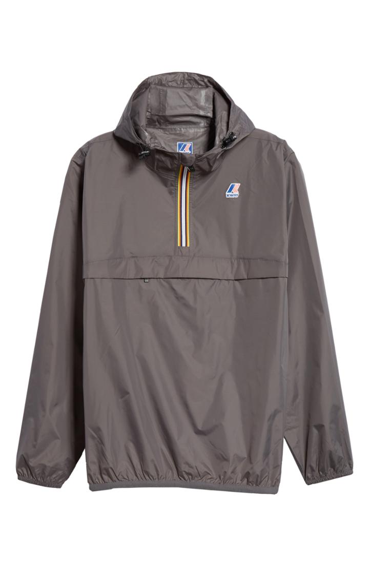 Men's K-way Le Vrai 3.0 Leon Water Resistant Quarter Zip Pullover Windbreaker - Grey