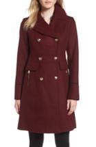 Women's Vince Camuto Wool Blend Double Breasted Officer's Coat - Burgundy
