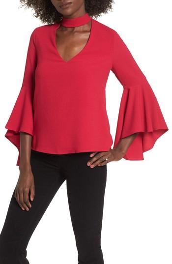 Women's Wayf Ryan Lace Choker Bell Sleeve Top - Pink