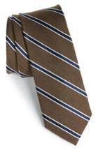 Men's 1901 'smoak' Stripe Woven Silk & Cotton Tie, Size - Brown