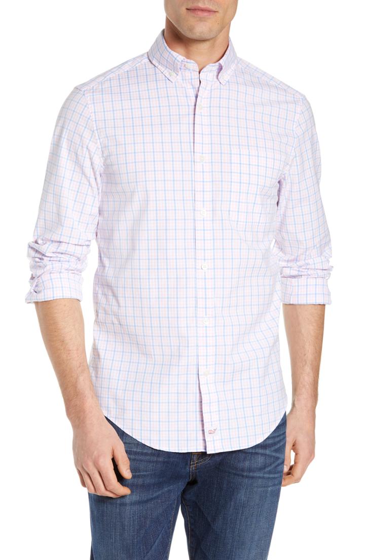 Men's Vineyard Vines Murray Classic Fit Check Sport Shirt - Pink