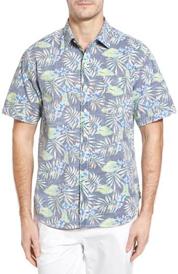 Men's Tommy Bahama Between Two Fronds Standard Fit Print Sport Shirt, Size - Blue
