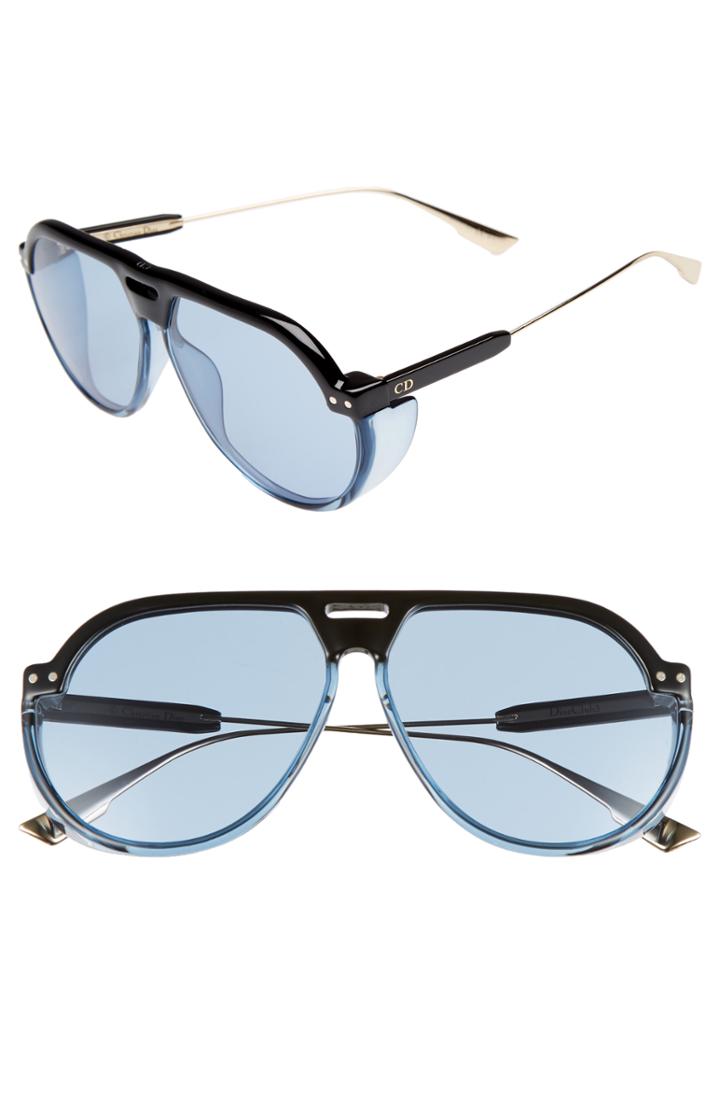 Women's Dior Diorclub3s 61mm Pilot Sunglasses - Black/ Blue