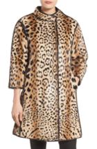 Women's Linda Richards Leopard Print Goat Fur Coat - Brown