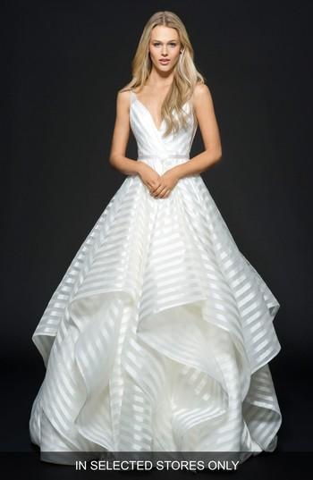 Women's Hayley Paige Decklyn Stripe Organza Ballgown, Size - Ivory