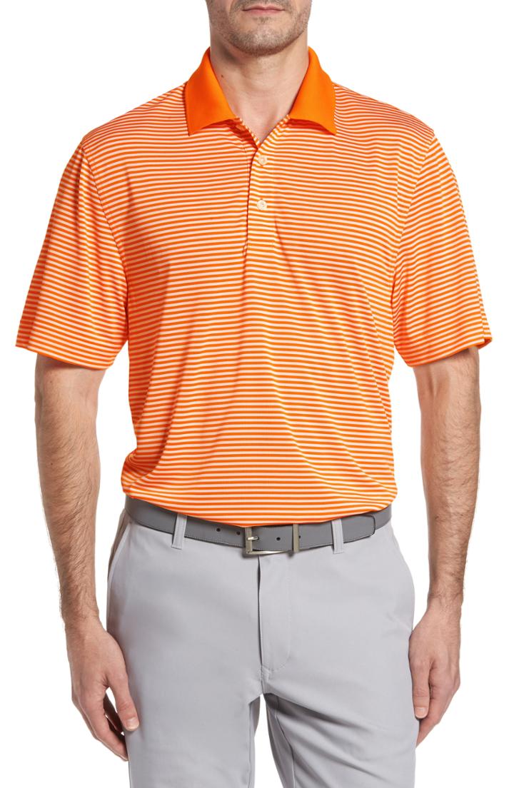Men's Cutter & Buck Trevor Stripe Drytec Polo, Size - Orange