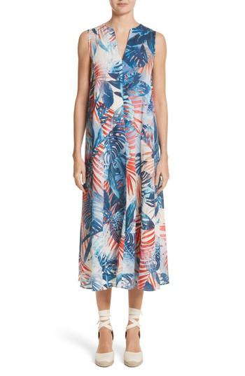 Women's Fuzzi Print Cotton Midi Dress Us / 38 It - Blue