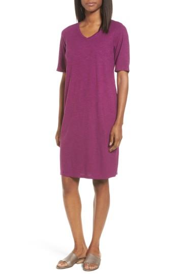 Women's Eileen Fisher Hemp & Organic Cotton Shift Dress, Size - Purple
