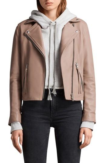 Women's Allsaints Dalby Leather Biker Jacket - Pink