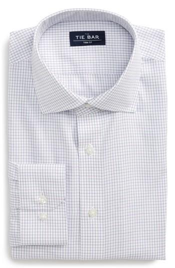 Men's The Tie Bar Trim Fit Check Dress Shirt .5 - 34/35 - Purple