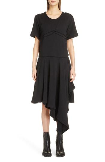 Women's Jw Anderson Raw Edge Asymmetrical T-shirt Dress - Black