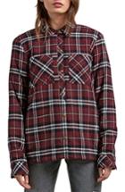 Women's Volcom Plaid About You Plaid Flannel Shaket - Burgundy