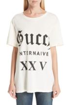 Women's Gucci Guccy Internaive Print Cotton Jersey Tee, Size - Ivory