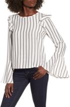 Women's Bp. Ruffle Shoulder Flare Cuff Shirt, Size - Ivory