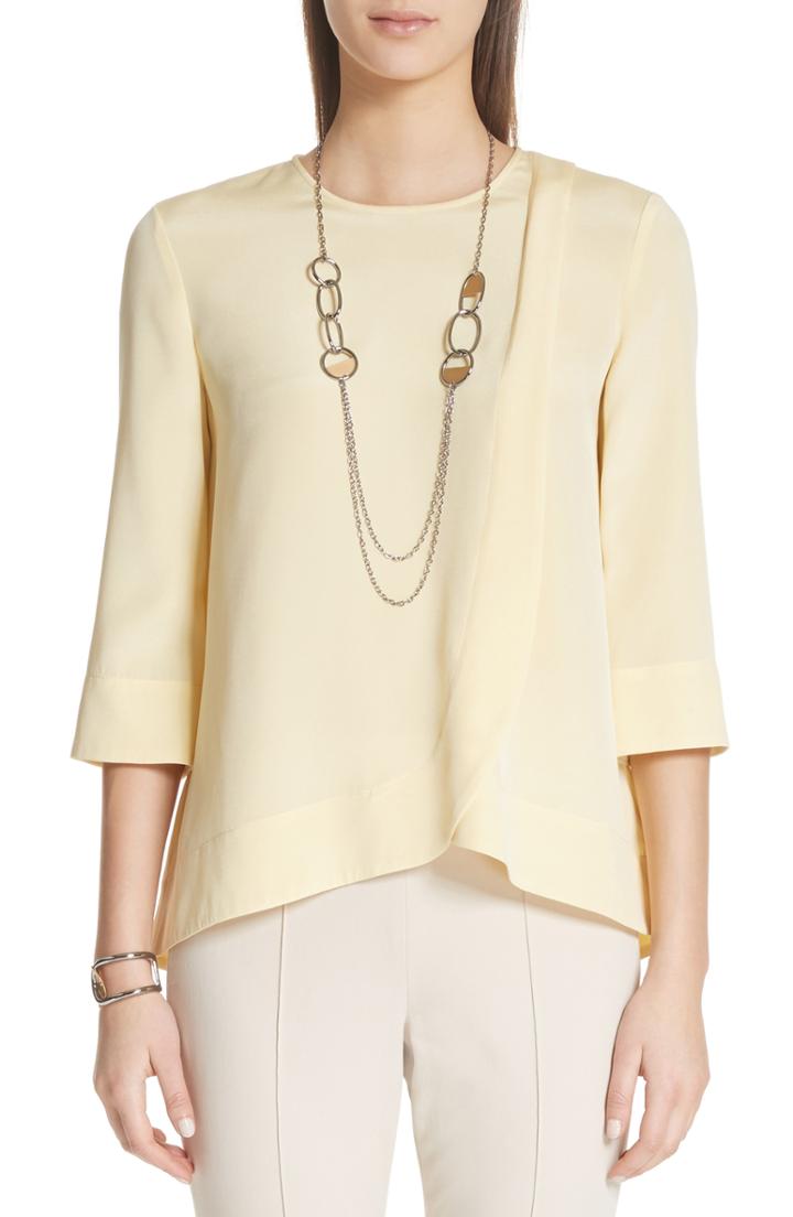 Women's St. John Collection Stretch Silk Crepe De Chine Blouse