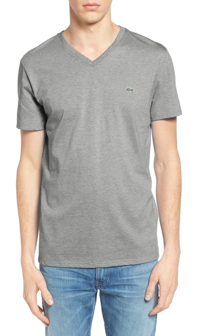 Men's Lacoste V-neck T-shirt (s) - Metallic
