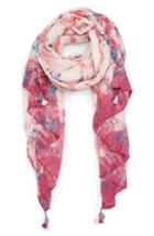 Women's Treasure & Bond Print Tassel Scarf, Size - Pink