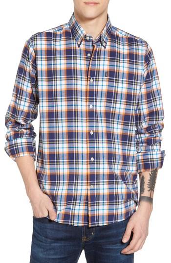 Men's Barbour Bram Trim Fit Plaid Sport Shirt - Orange