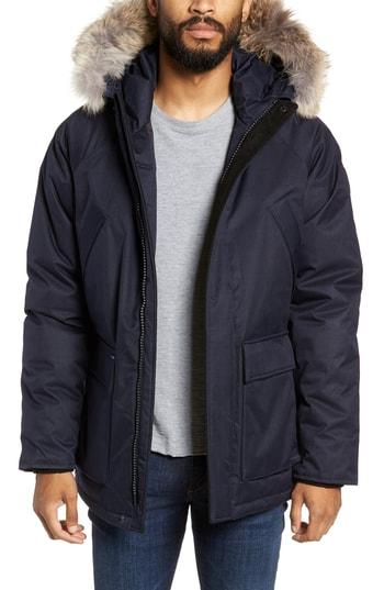 Men's Nobis Heritage Down Parka With Genuine Coyote Fur Trim - Blue