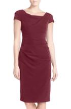 Women's Adrianna Papell Ruched Matte Stretch Crepe Sheath Dress - Red