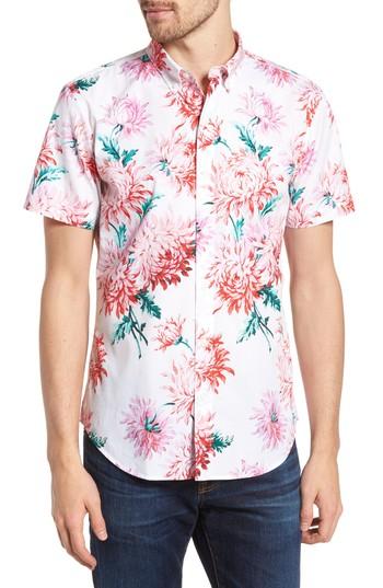 Men's Bonobos Slim Fit Print Short Sleeve Sport Shirt, Size R - White