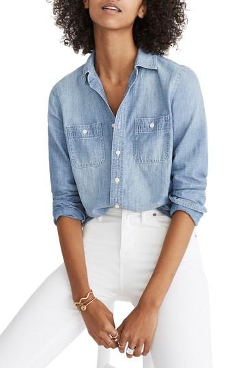 Women's Madewell Classic Ex-boyfriend Chambray Shirt - Blue
