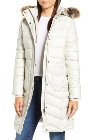 Women's Barbour Foreland Quilt Mix Coat With Detachable Faux Fur Trim Us / 8 Uk - Ivory