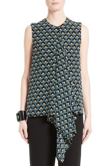 Women's Marni Print Silk Ruffle Top Us / 44 It - Blue