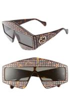 Women's Gucci 99mm Embellished Shield Sunglasses -