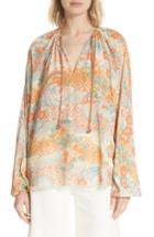Women's Elizabeth And James Chance Floral Print Silk Top - Coral