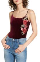 Women's Socialite Embroidered Velvet Bodysuit