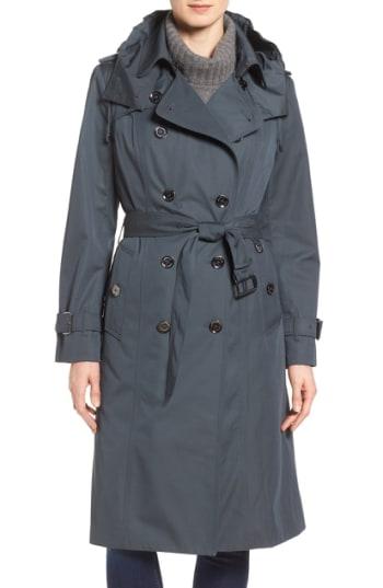 Women's London Fog Double Breasted Trench Coat - Grey