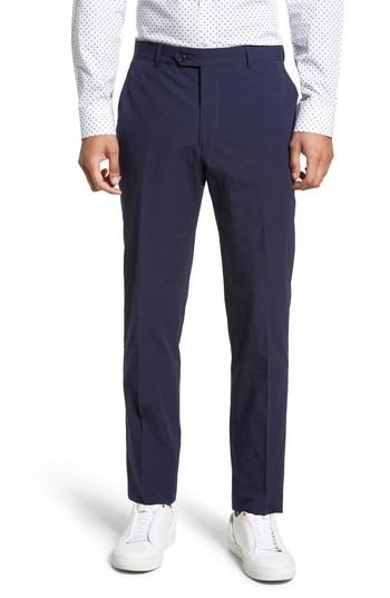 Men's Strong Suit Dagger Flat Front Seersucker Trousers R - Blue