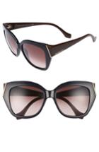 Women's Balenciaga 57mm Cat Eye Sunglasses - Shiny Blue/ Gradient Brown