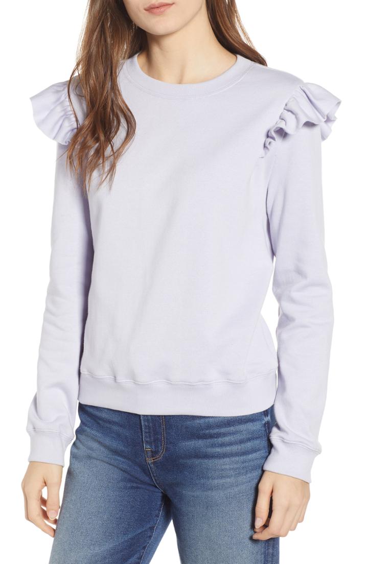 Women's Rebecca Minkoff Sammy Ruffle Detail Sweatshirt, Size - Purple