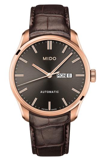 Men's Mido Belluna Ii Leather Strap Watch