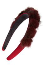 Tasha Genuine Mink Pom Headband, Size - Red