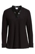 Women's Ming Wang Faux Leather Neckline Tunic Top