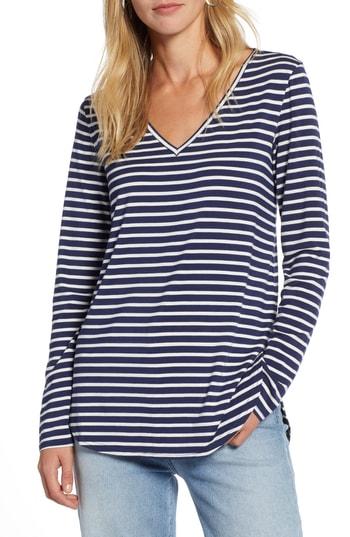 Women's Halogen V-neck Tunic - Blue/green