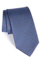 Men's Salvatore Ferragamo Geometric Print Silk Tie, Size - Blue