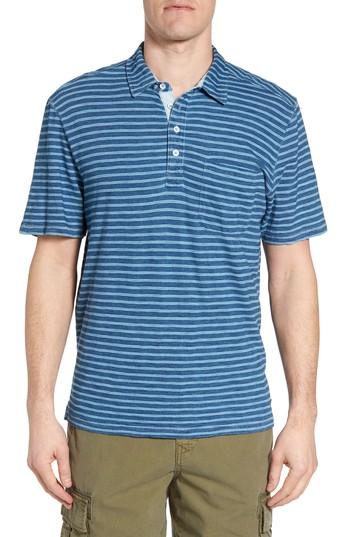 Men's True Grit Stripe Jersey Polo - Blue