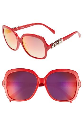 Women's Moschino 57mm Oversized Polarized Sunglasses - Red