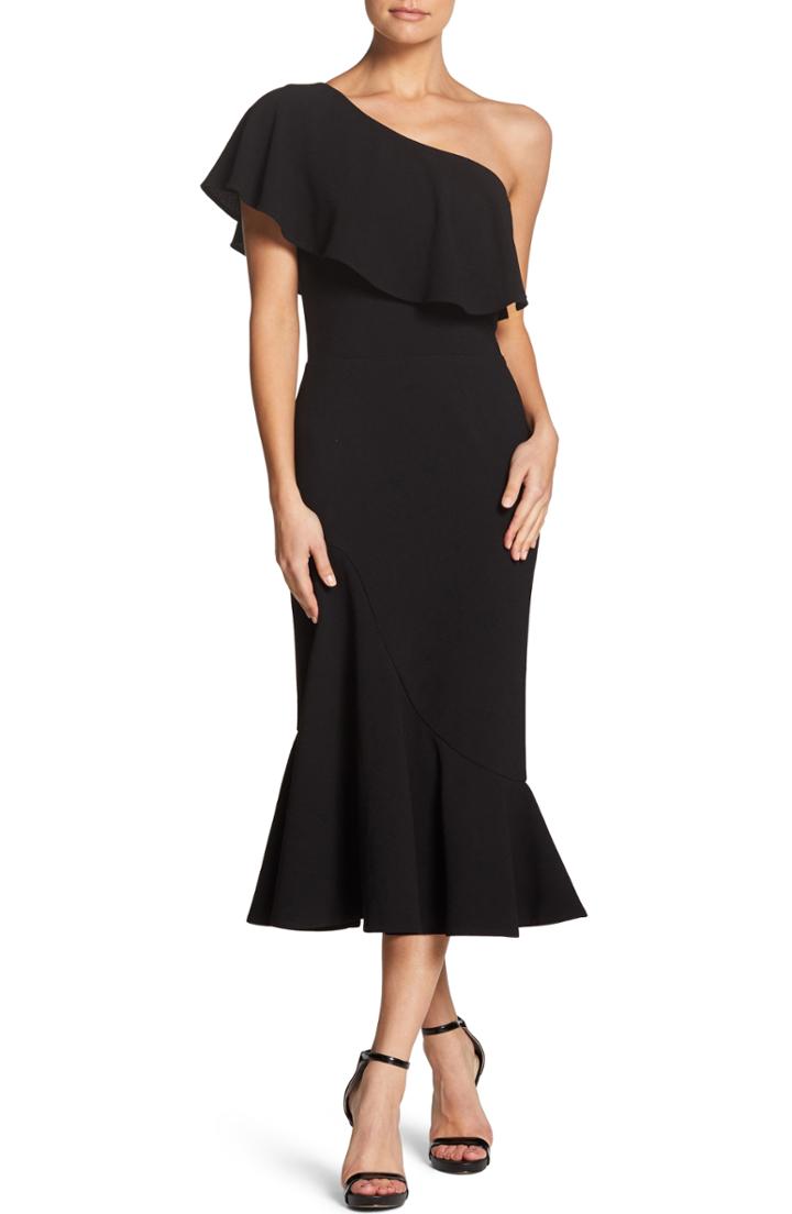Women's Dress The Population Raquel One-shoulder Trumpet Dress - Black