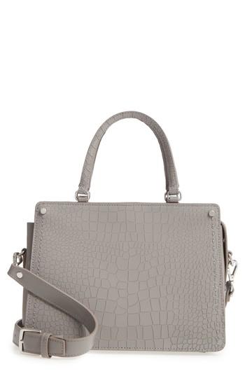 Treasure & Bond Small Logan Croc Embossed Leather Satchel - Grey