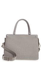 Treasure & Bond Small Logan Croc Embossed Leather Satchel - Grey