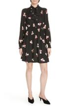 Women's Kate Spade New York Dusk Buds Print Tie Neck Dress, Size - Black