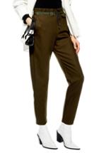 Women's Topshop Luxe Paperbag Pants Us (fits Like 0) - Green