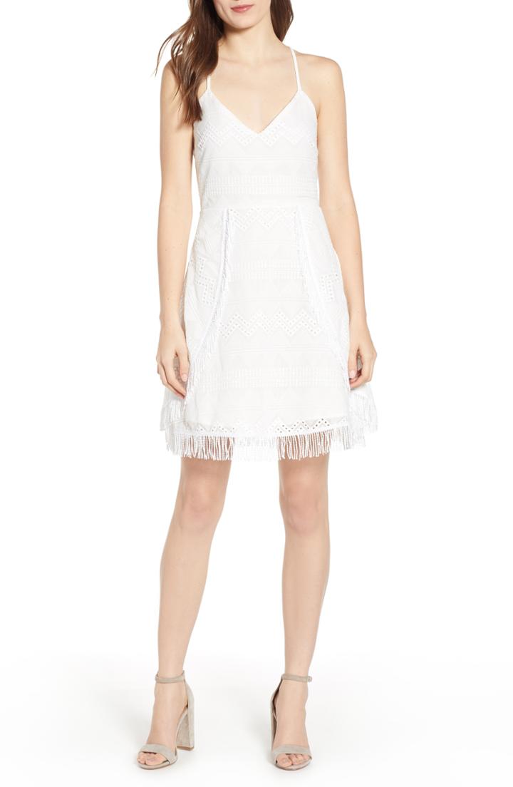 Women's Endless Rose Fringe Hem Strappy Lace Dress - White