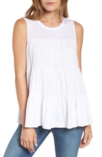 Women's Everleigh Tiered Ruffle Cotton Blend Tank Top - White