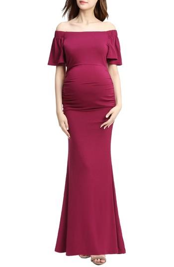 Women's Kimi And Kai Abigail Off The Shoulder Maternity Dress - Pink